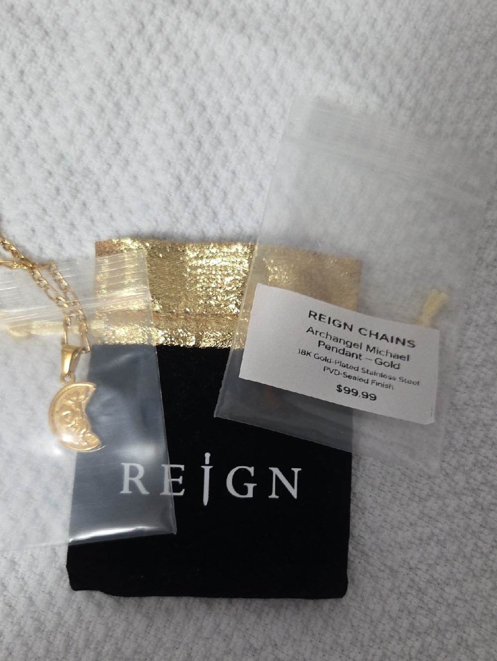 Reign Gold Archangel Michael Pendant Necklace with Chain